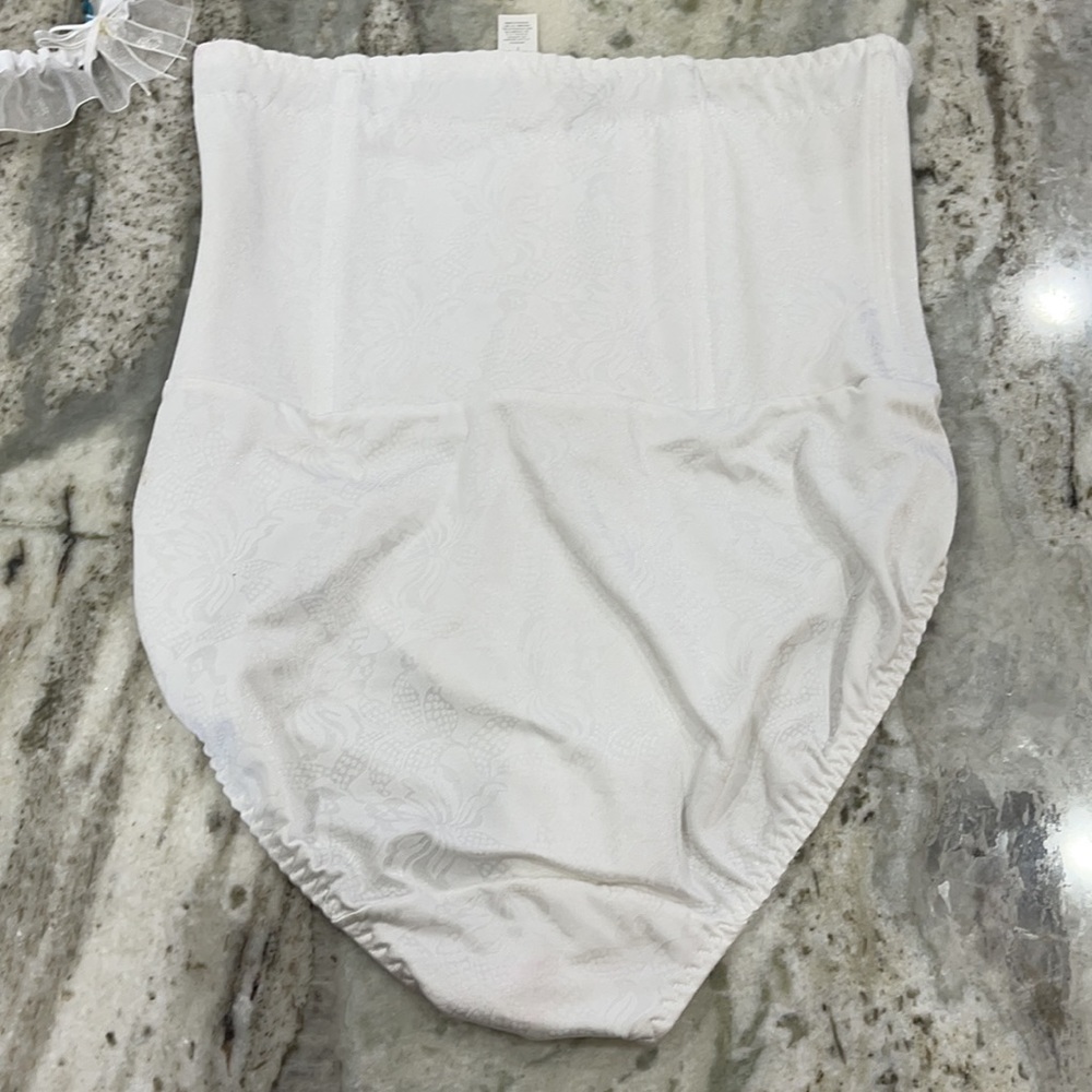 Flexees large shape wear high waist brief white with boning slenderizing corsett - Picture 5 of 6